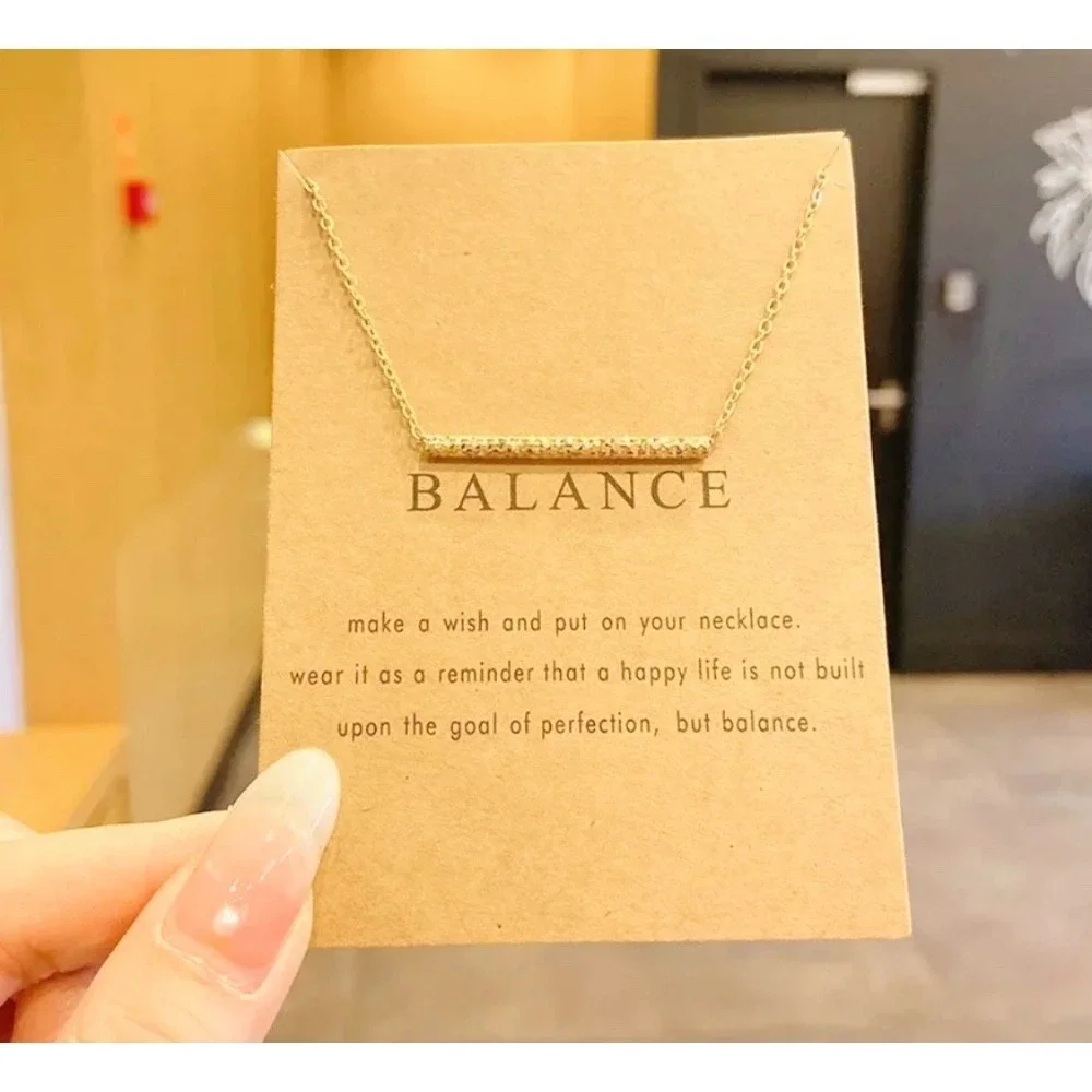 NEW Balance Bar Necklace Gold Minimalist‎ Pendant Delicate Chain Jewelry Gift